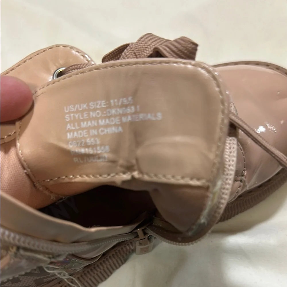 DKNY Kids' Glossy Beige Lace-Up Boots - Picture 7 of 9